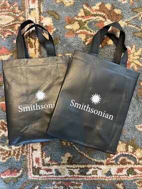 Pair of Smithsonian Institution Museum Small Black Reusable Shopping Bags DC